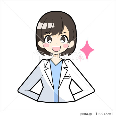 どや顔の白衣女性のイラスト どや顔の白衣女性のイラスト 120942261