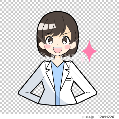 どや顔の白衣女性のイラスト どや顔の白衣女性のイラスト 120942261