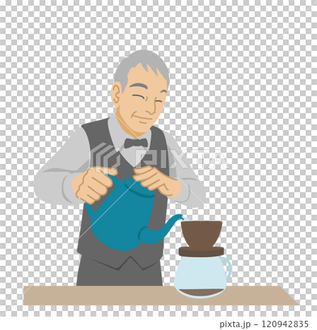 A woman brewing coffee by hand drip 120942835