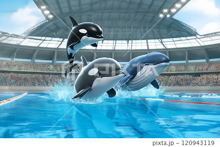 イルカとシャチとクジラのイラスト素材 [120943119] - PIXTA