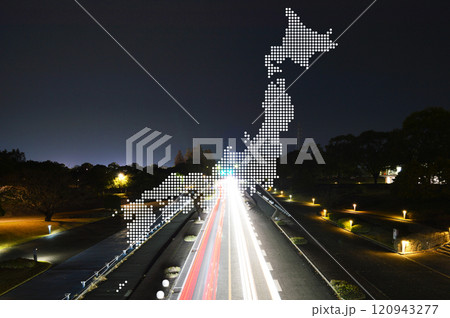 軌跡の直線道路と日本　合成 120943277