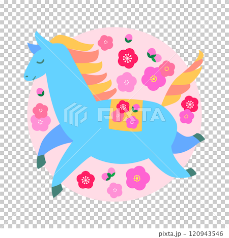 New Year's card material: Cute horse illustration material 120943546
