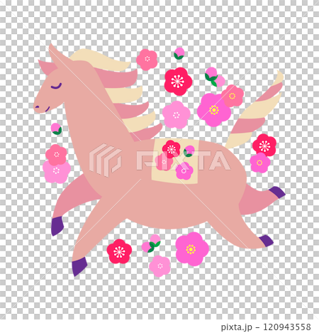 新年賀卡素材一匹奔跑的馬插畫 120943558