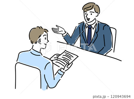 説明/商談する男性ラフな手描き線画 120943694