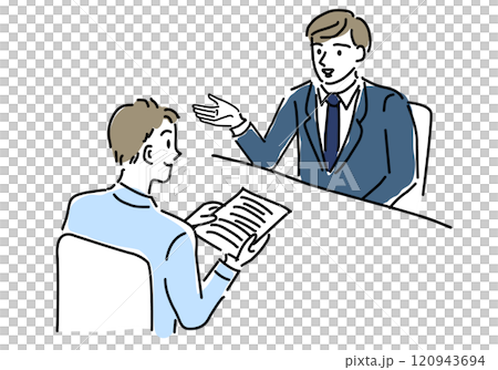 説明/商談する男性ラフな手描き線画 120943694