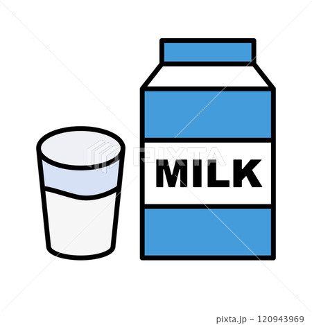 牛乳パックと牛乳の入ったコップのアイコン 120943969