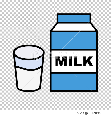 牛乳パックと牛乳の入ったコップのアイコン 120943969
