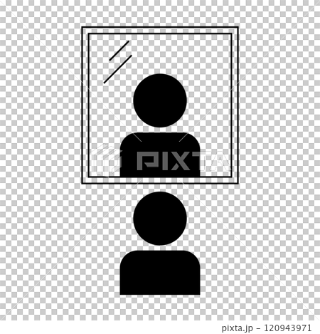 照鏡子的人的剪影 120943971