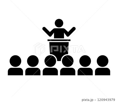 演台で演説する人と聴衆のアイコン 120943979