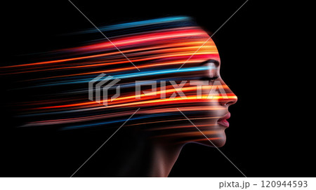 profile of human head with vibrant abstract...のイラスト素材 [120944593] - PIXTA