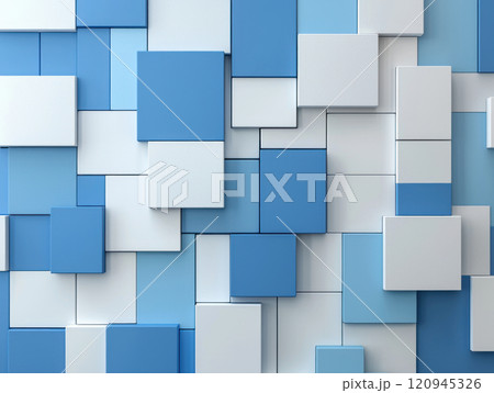 Abstract design with overlapping rectangles in shades of blue and white 120945326