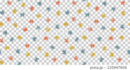 Vector illustration of seamless background material of randomly scattered jigsaw puzzles 120947608