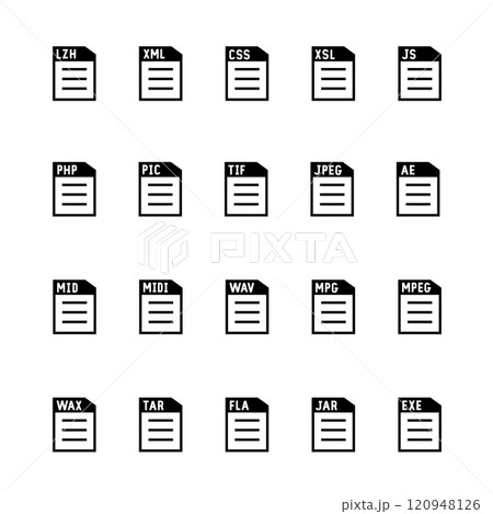 画像ファイル、ドキュメント、ソフトウェアのアイコンのセット 120948126