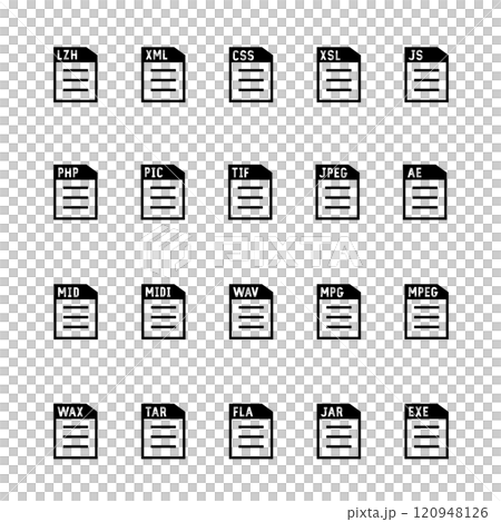 画像ファイル、ドキュメント、ソフトウェアのアイコンのセット 120948126