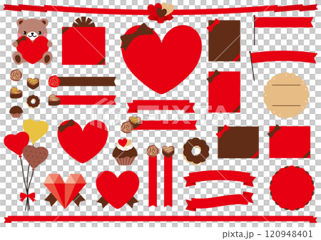 Simple and cute frame set perfect for Valentine's Day No text Red Birthday Sweets Celebration Simple and cute frame set perfect for Valentine's Day No text Red Birthday Sweets Celebration 120948401