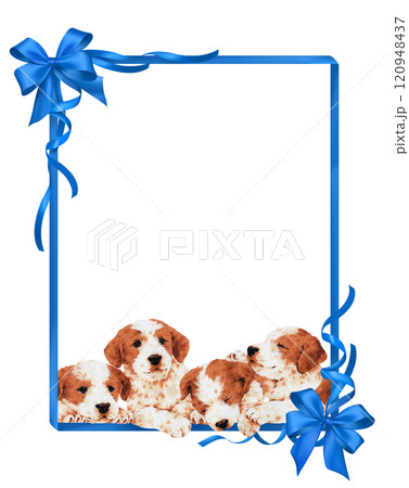 手描きの可愛い犬を使ったメッセージボード素材, 120948437