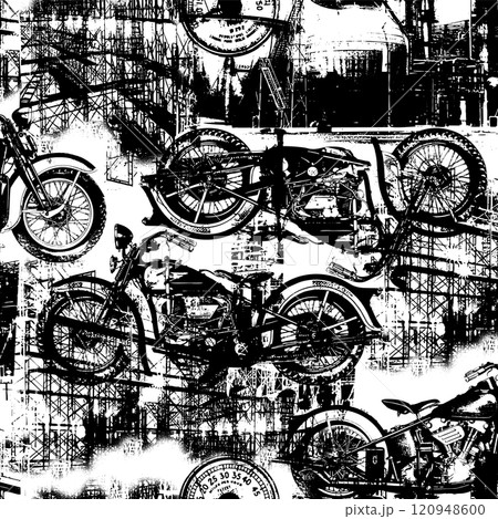 抽象的なオブジェクトとおアートバイのコラージュ柄, 120948600