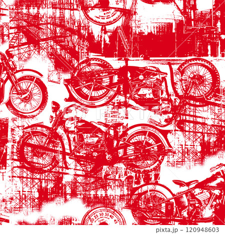 抽象的なオブジェクトとおアートバイのコラージュ柄, 120948603