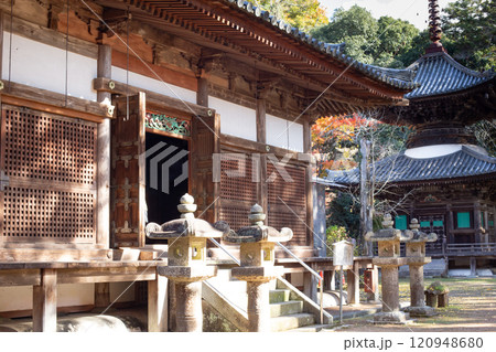 兵庫県三木市にある紅葉の綺麗な大谷山 大谿寺 伽耶院(だいけいじきゃらいん)多宝塔と本堂 兵庫県三木市にある紅葉の綺麗な大谷山 大谿寺 伽耶院(だいけいじきゃらいん)多宝塔と本堂 120948680