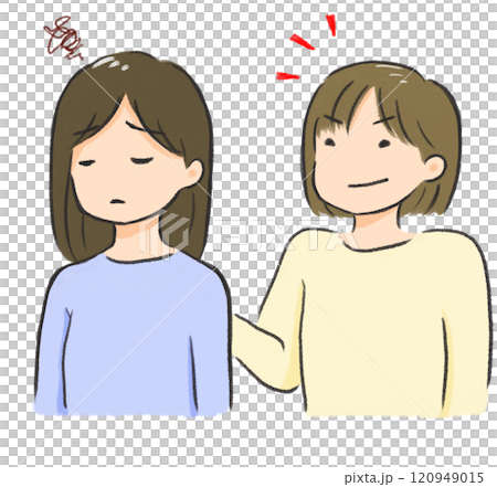 Illustration of a woman talking one-sidedly 120949015