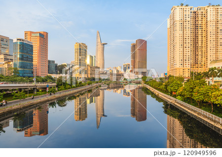Skyline of Ho Chi Minh City CBD by Ben Nghe Channel  in Vietnam 120949596