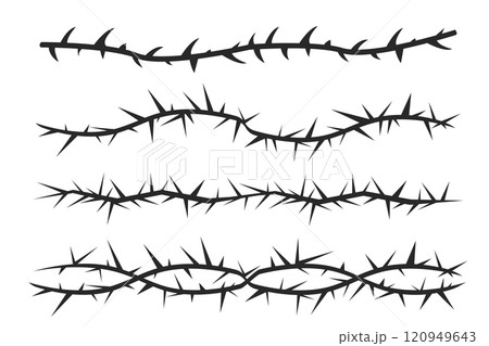 Thorn stem vine plant with spikes simple border y2k creepy branch. Barbed wire tattoo. Boundary frame. Thorn stem vine plant with spikes simple border y2k creepy branch. Barbed wire tattoo. Boundary frame. 120949643