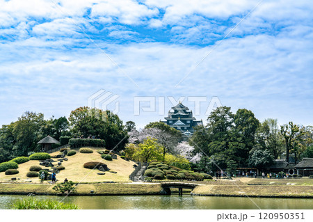 【日本三名園】特別名勝 後楽園の春 池越しの唯心山と岡山城4 岡山県岡山市北区 【日本三名園】特別名勝 後楽園の春 池越しの唯心山と岡山城4 岡山県岡山市北区 120950351