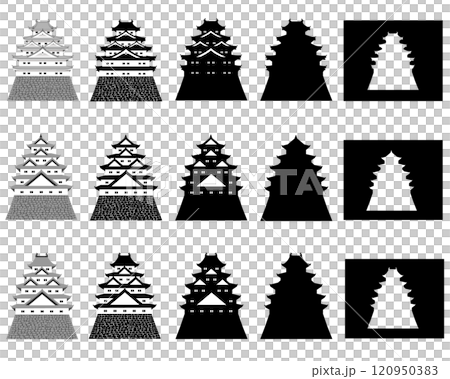 日本の城　五重五階の天守のイラストセット 120950383