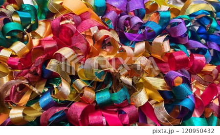 カラフルな花リボン 120950432