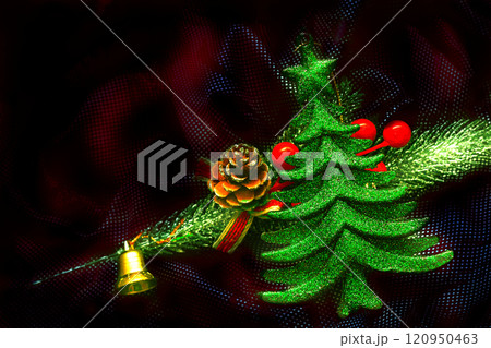 New Year. Christmas green trees with cones, berries New Year. Christmas green trees with cones, berries 120950463