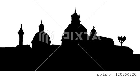 Vector drawing. Sketch of square in Rome. 120950520