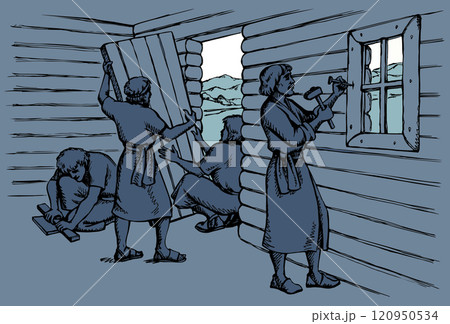 Vector illustration. The wise old masters Vector illustration. The wise old masters 120950534