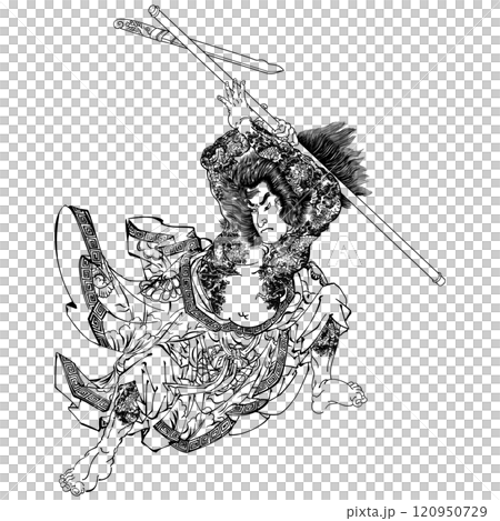 【通俗水滸伝豪傑百八人之一個 九紋龍史進】-【歌川国芳】 120950729
