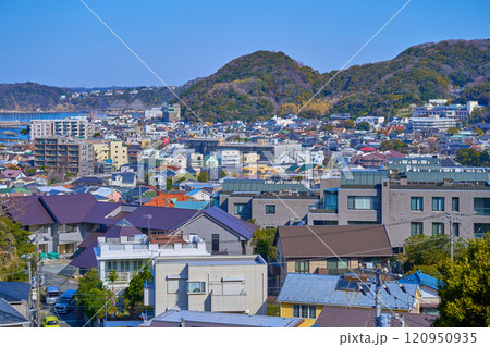 三ヶ岡山緑地(大峰山)のあじさい公園から北側の葉山町堀内の街並み 120950935