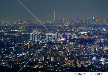 八王子城跡から見る関東平野の夜景 八王子城跡から見る関東平野の夜景 120950956