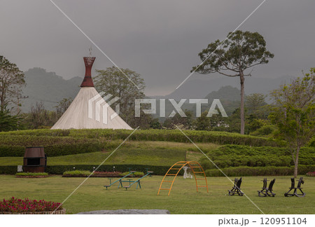 The atmosphere of area for relaxation in khao yai with The mountains are in the background. 120951104
