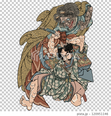 【瀧口内捨人渡邊網】-【歌川国芳】 120951146