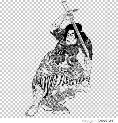 【水滸伝豪傑鏡　浪裡白跳張順】-【歌川芳春】 120951841