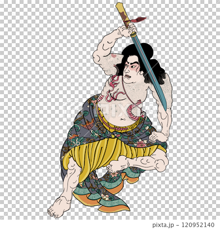 歌川国芳版画アート浪裡白跳張順浮世絵