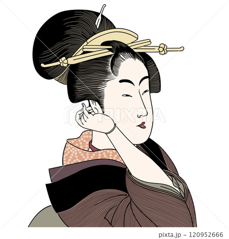 【希少】美品　浮世絵　高名美人六家撰 Kitagawa Utamaro（喜多川歌麿） 喜多川歌麿「高名美人六家撰