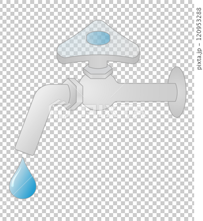 Illustration of a water faucet and water drops Illustration of a water faucet and water drops 120953288
