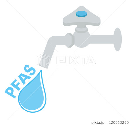 水滴とPFASのロゴ・アイコンのイメージイラスト 水滴とPFASのロゴ・アイコンのイメージイラスト 120953290