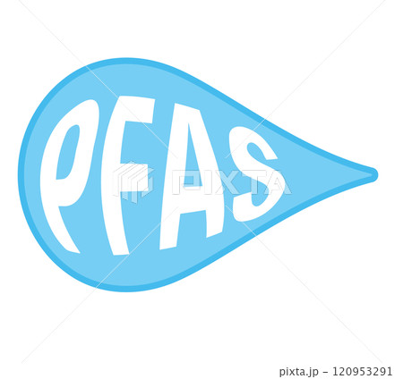 水滴とPFASのロゴ・アイコンのイメージイラスト 水滴とPFASのロゴ・アイコンのイメージイラスト 120953291