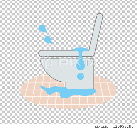 トイレから水漏れがしているイメージのイラスト 120953296