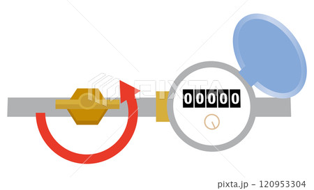 屋外に設置された止水栓を止めるイラスト 屋外に設置された止水栓を止めるイラスト 120953304
