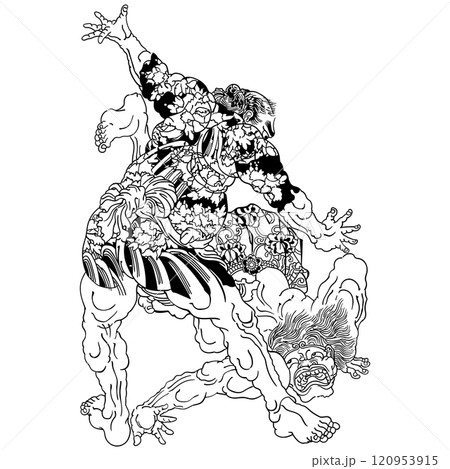 美勇水滸伝 金神長五郎】-【月岡芳年】のイラスト素材 [120953915] - PIXTA