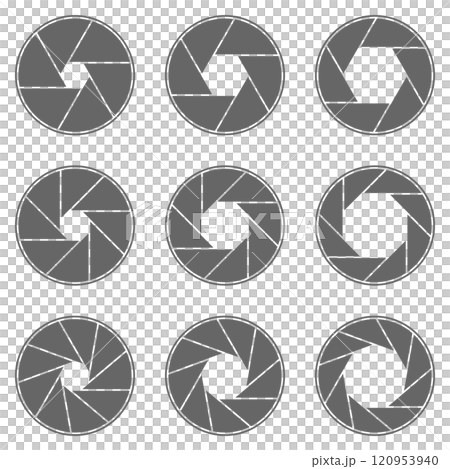 Camera aperture blade icon gray 120953940