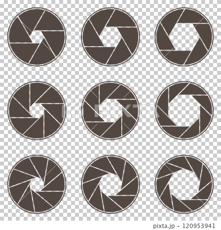 Camera aperture blade icon brown 120953941