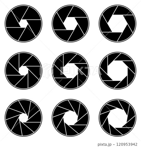 カメラ 絞り羽根のアイコン 黒 カメラ 絞り羽根のアイコン 黒 120953942