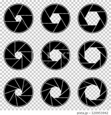 Camera aperture blade icon black 120953942